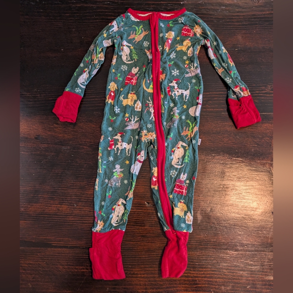 Little Sleepies Green and Red Kids Footie